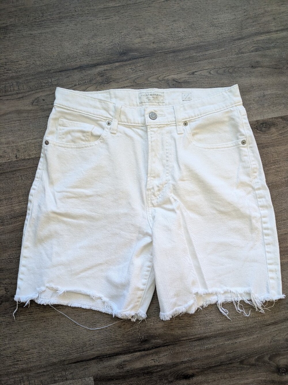 Lucky Brand White Denim Shorts with Branded Button